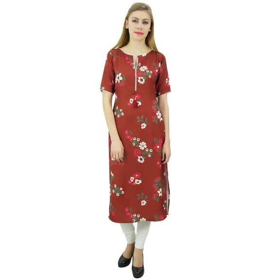 Bimba Women's Floral Printed Maroon Kurta Classic Chic Designer Tunic Casual-28