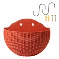 thumbnail image 1 of Creative Imitation Rattan Wall Hanging Semicircle Flower Pot Without Drilling, 1 of 5