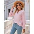 thumbnail image 6 of Women'S Casual Long Sleeve V-Neck Pullover Shirt Top Pink XXL, 6 of 8
