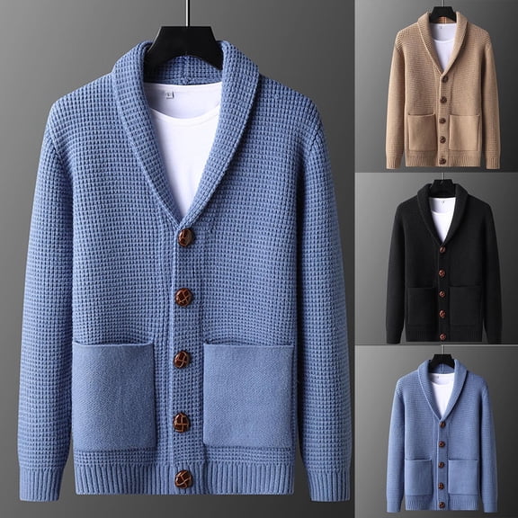 Men's Cardigan Sweater Cotton Knit, Casual Button Down Shirt Long Sleeve Collared Knitwear, Soft Lightweight Open Front Summer Jacket, Daily Streetwear Beach Vacation Golf Outing