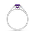 thumbnail image 2 of ANGARA Natural Oval 1.15 ct Amethyst with Diamond Collar Solitaire Ring in 14K White Gold for Women (Size-8x6mm) | February Birthstone, Anniversary, Jewelry Gift for Women | Natural Amethyst Ring, 2 of 10