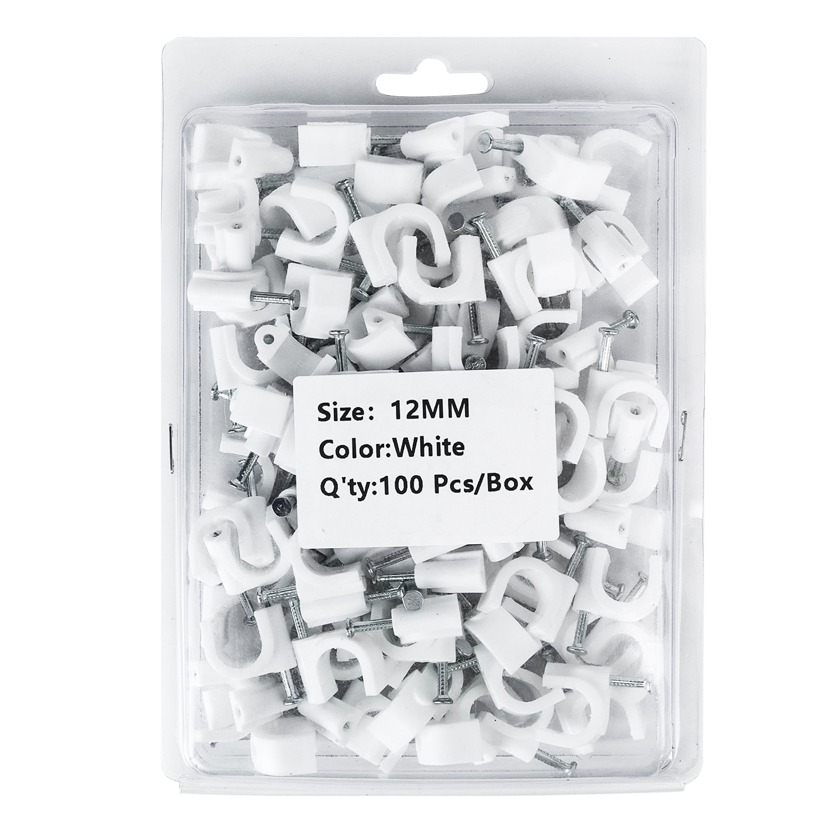 Kaimingweb 100 Pack White Cable Clips with Steel Nails, Nail in