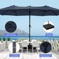 thumbnail image 5 of Autlaycil 15 ft Rectangle Patio Umbrella with Umbrella Base, Crank, Outdoor Market Umbrella (Navy Blue), 5 of 7