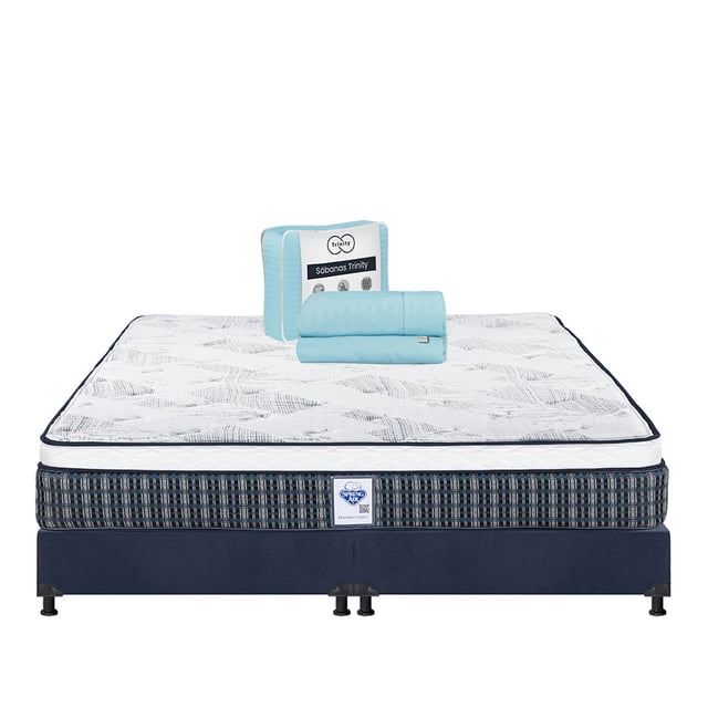 Colchón King Size Cardona Spring Air + Box + Sabanas Trinity
