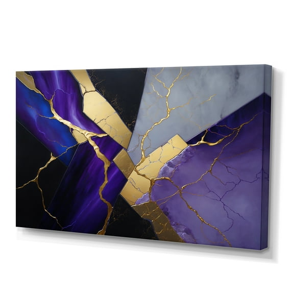 Designart Abstract Geode Purple II Canvas Wall Art