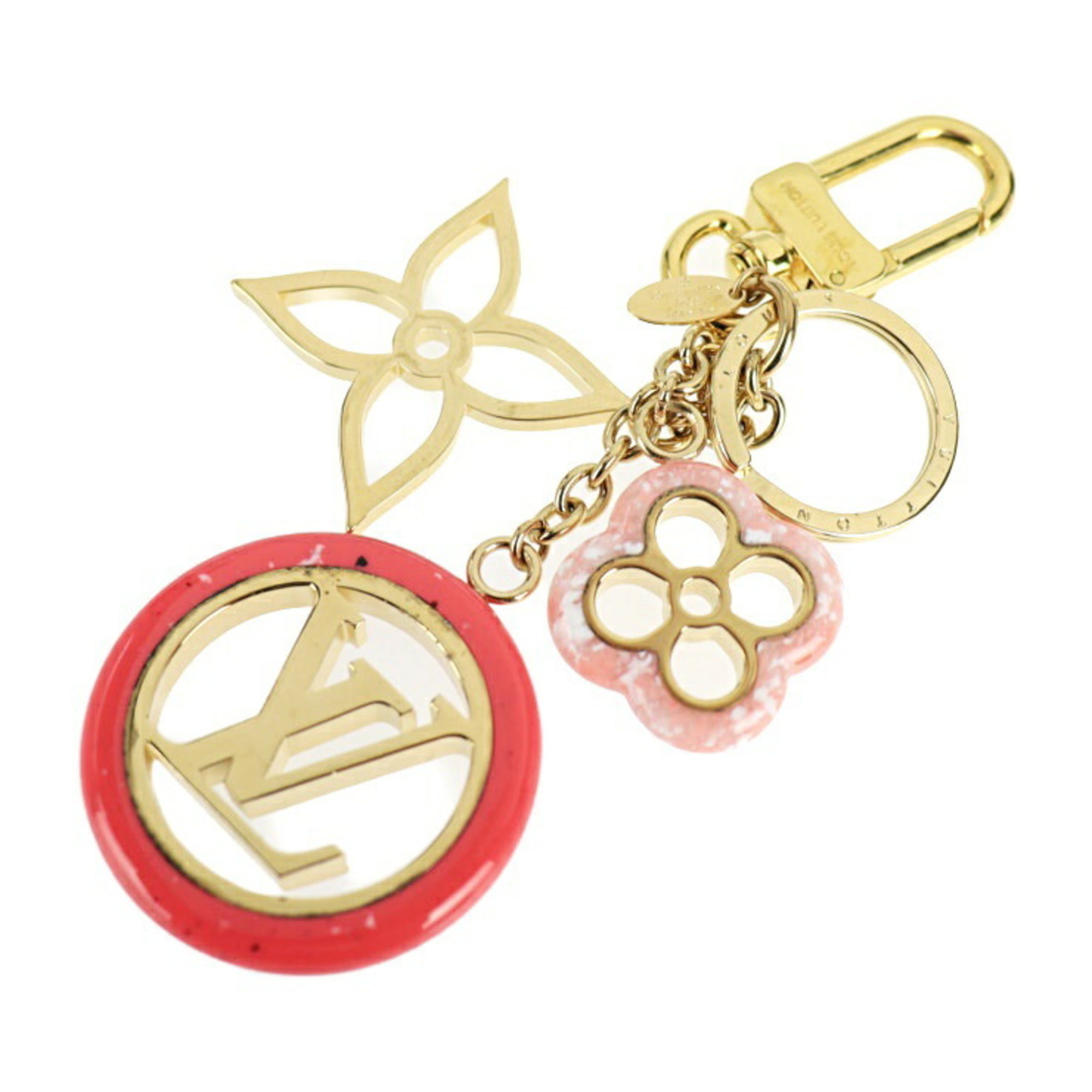 Authenticated used Louis Vuitton Louis Vuitton Portocre Color Line Key Holder M64525 Metal Resin Pink Gold Ring Bag Charm, Adult Unisex, Size: (Hxwxd)