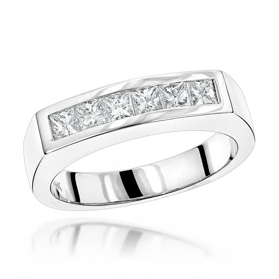 Unique 14K Natural 0.6 Ctw Real Diamonds Mens Wedding Band (White Gold Size 6)