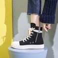 thumbnail image 2 of Zapatillas de deporte planas para mujer, zapatos Unisex de PU y lona con cordones, punta redonda, cómodas, de talla grande 35-44, con plataforma, a estrenar, clásicas, 2 of 5