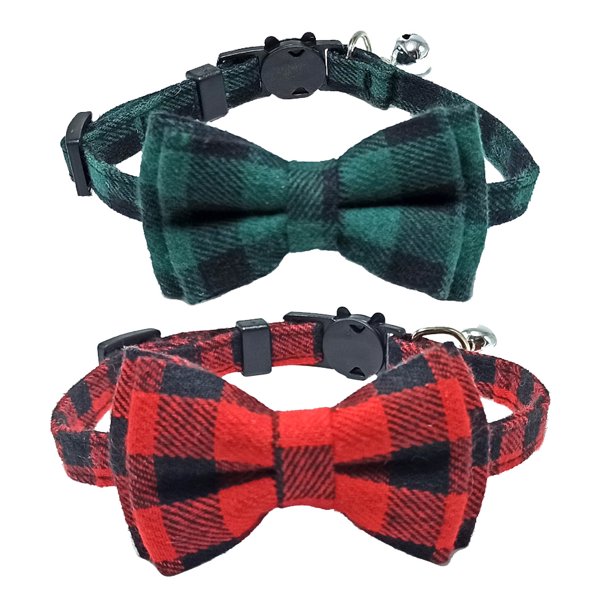 2piece kitten collar plaid cat collar with detachable bowknot cat collar for kittens Walmart.ca