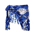 thumbnail image 4 of Pañuelo de cadera para danza del vientre, disfraz con lentejuelas y falda con borlas para fiesta en club, mujeres y niñas Azul oscuro, 4 of 8