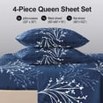 thumbnail image 6 of Flymme Navy Blue Queen Bed Sheets Set,4-Piece Botanical Print Bed Sheets for Man Women,Soft & Breathable Elegant Floral Bedding Sets, 6 of 8