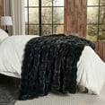 thumbnail image 6 of Faux Fur Blanket - Black Twin Size, Big Bubble Rabbit Fluff, 60x80 Inches, 6 of 10