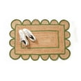 thumbnail image 2 of Hand Braided Natural Jute Rug Beige and Green Scalloped Area Rug Rectangle Rug, 2 of 5