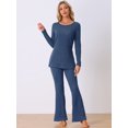 thumbnail image 3 of DARING DIVA Women's Ribbed Knit Lounge Set Pajama Sets Matching Outfits M Navy Blue, 3 of 7