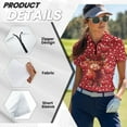 thumbnail image 5 of COEQINE Women Short Sleeve Golf Shirts Quick Dry Fit Workout Lightweight Golf Tops Highland Cattle Rose Heart-Shaped Balloon Print Moisture Wicking Polo Shirts for Valentine's Day, XL, 5 of 7
