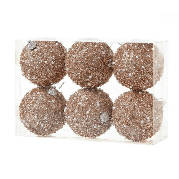 Christmas Ornaments 3.15" Christmas Ball Ornaments 12 pcs Glitter Sequin Balls Christmas Tree Balls Xmas Hanging Balls for Xmas Trees Wedding Party Holiday(Champagne Gold, 12pc-8cm)