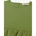 thumbnail image 5 of Moomaya Solid Flared Dress For Women Round Neck Long Sleeves Tiered Short Summer Dress, 5 of 8