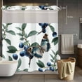 thumbnail image 5 of Butterflies Fruit No Hooks Shower Curtain with Snap-in Liner Blueberries Green Leaves Branch Plant Shower Curtains for Bathroom, Waterproof, Easy Install, Washable 72"x72", 5 of 9