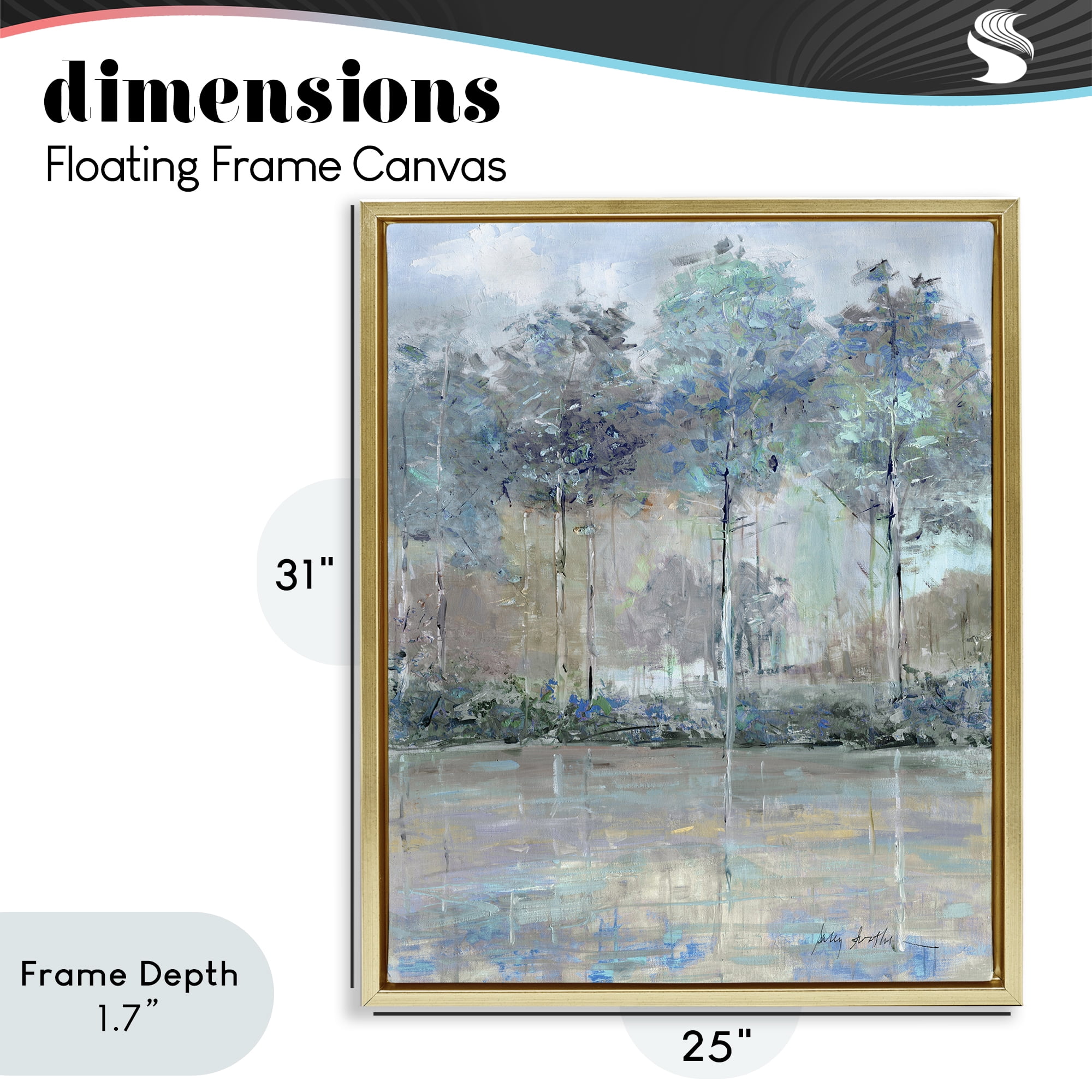 Stupell Industries Subdued Expression of Trees Gold Framed Floater Canvas Wall Art, design by Sally Swatland