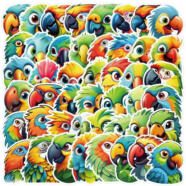 Paquete de pegatinas de vinilo PET transparente, 50 unidades, flor de colibrí