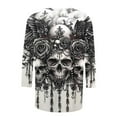 thumbnail image 5 of Inverlee Women's Halloween Shirts Plus Size Pumpkin Ghost Print Tees Trendy Crewneck T-shirt 3/4 Sleeve Dressy Casual Blouse Tops Halloween Gifts, 5 of 5