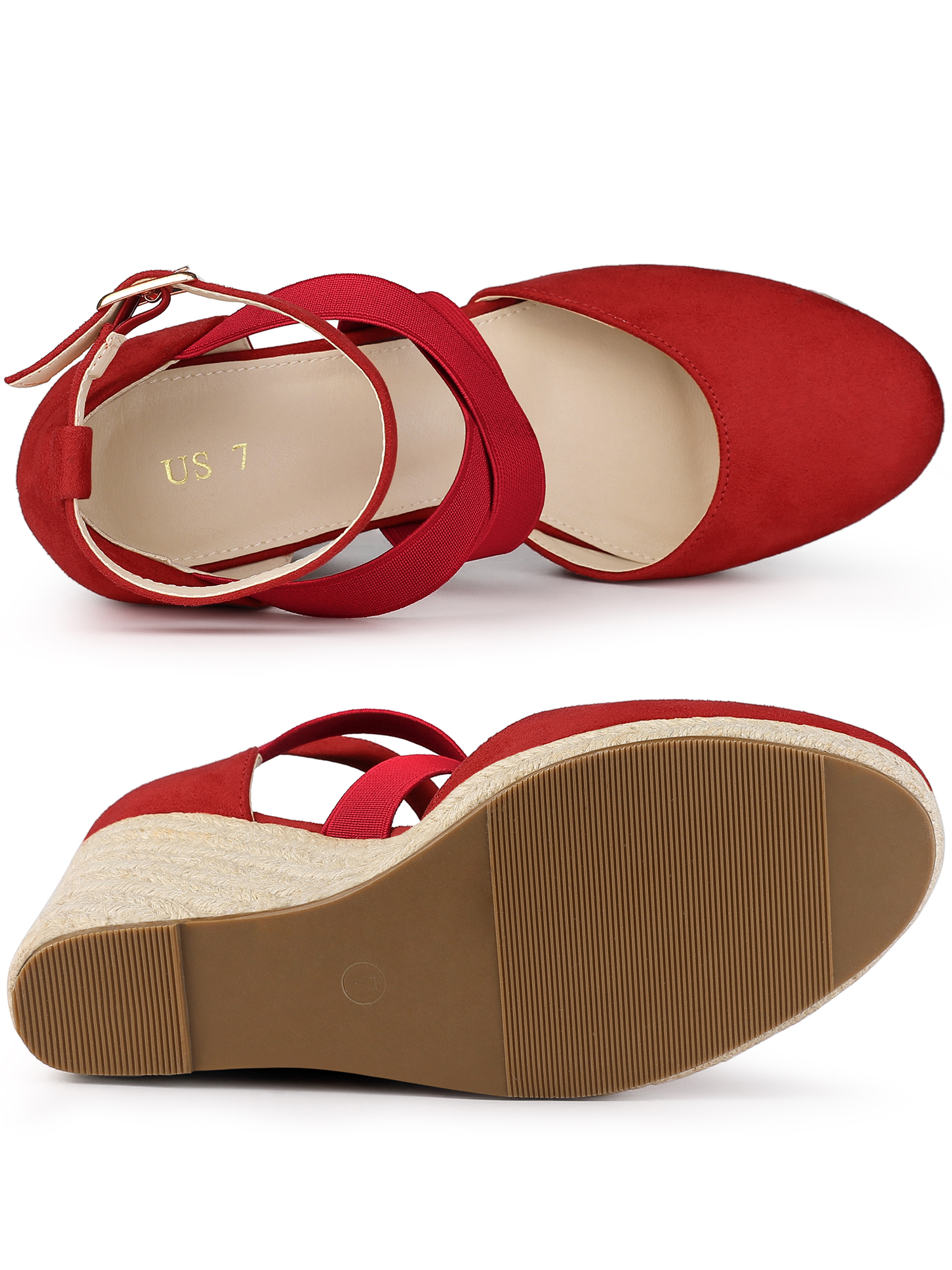 DARING DIVA Women's Espadrilles Closed Toe Wedges Heels Sandals Red 7