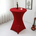 thumbnail image 2 of Fenull Cocktail Solid Color Polyester Round Banquet Stretch Table Cover (60×110cm) Wine Red,Table Cloth, 2 of 6