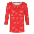 thumbnail image 5 of Gamivast Dressy Tops for Women Women Valentines Day Tops Plus Size Loose Casual Love Heart Print 3/4 Sleeve Trendy Blouse Holiday Crew Neck Tunic Shirts Valentines Blouse, 5 of 5
