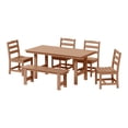 thumbnail image 2 of WestinTrends Ashore 6-Piece Outdoor HDPE Rectangular Patio Dining Table Set with Bench, Teak, 2 of 12