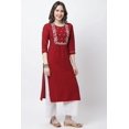 thumbnail image 4 of Rajnandini Women's Pure Cambric Cotton Embroidered Kurti (JOPLJPR118-5XL_Maroon), 4 of 5