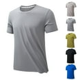 thumbnail image 7 of JUUYY Men's Quick-drying Solid Short Sleeve T-shirt Crewneck Lightweight Slim Stretch Sports T-shirt Top Z03-Gray M, 7 of 7