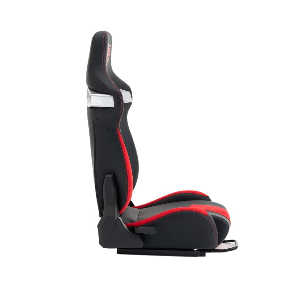 DECMAY Universal Reclinable Racing Simulator Seat – Bucket Style Sport Seat with Adjustable Lock Slide, Red+Black PU Leather & Iron/PVC Frame for PS5/PS4/Xbox/PC