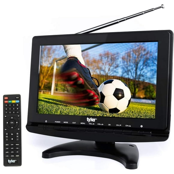 Tyler TTV706 10â Portable Widescreen 1080P LCD TV with Detachable Antennas, HDMI, USB, RCA, FM Radio, Built in Digital Tuner, AV Inputs, AC/DC, (3) Antennas, and Remote Control