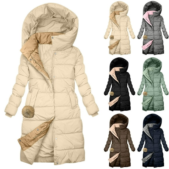 JURANMO Fashion Down Jacket for Women Warm Fleece Lined Hooded Winter Coat Slim Quiled Jackets with Pockets Today's Deals Mint Green M