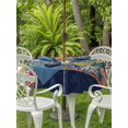 thumbnail image 3 of Outdoor Tablecloth with Umbrella Hole for Patio/Picnic/Party/Camping, Nautical Coastal Waterproof Table Cloth Round Cover Washable, Ocean Flip Flops Coral Starfish Flowers Blue (Dia 60"), 3 of 8