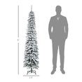 thumbnail image 3 of 6ft Snow-Flocked Christmas Tree, Slim Pencil Xmas Tree with 395 Realistic Branches & Metal Base, Green, 3 of 9