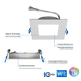 thumbnail image 5 of Nicor Lighting DLE621205KSQWH 919 Lumens LED Recessed Can Square Downlight - White, 5 of 11