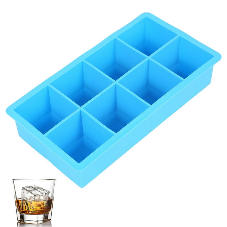 Home-Complete Large Ice Cube Molds-Silicone Tray Makes 8, 2”x2