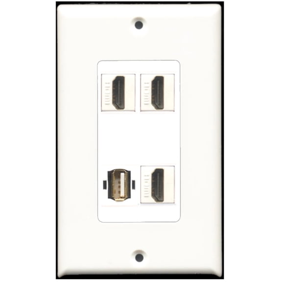 Ultra Spec Cables 3 Port HDMI 1 Port USB A-A Wall Plate DecorZ