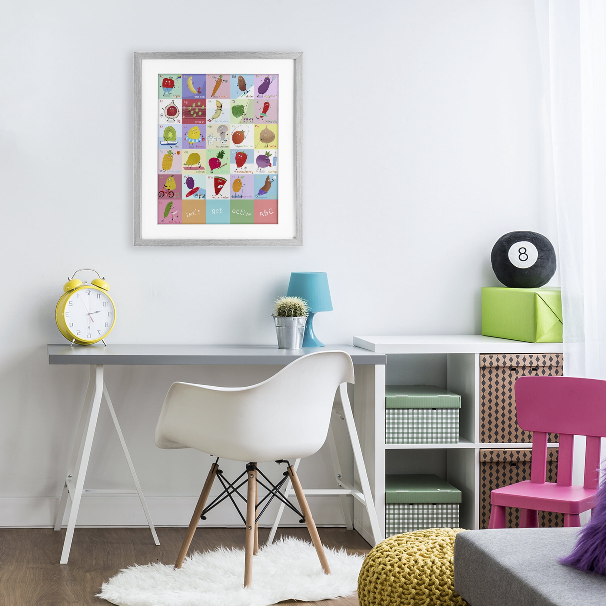 Stupell Industries Let's Get Active ABC's Gray Framed Print Under Glass, design by Carla Daly