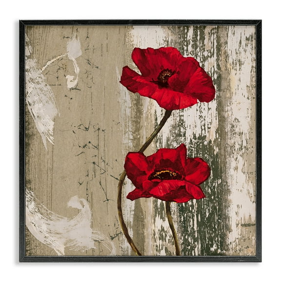 Stupell Industries Red Anemones Duo Plants & Flowers Painting Black Framed Art Print Wall Art, 12 x 12