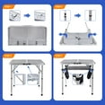 thumbnail image 3 of Adjustable Height Folding Table - 23.6" Square Lightweight Aluminum Outdoor Table with Carry Handle & Mesh Bag, for Camping, Grill, Picnic, Card Games (White), 3 of 6