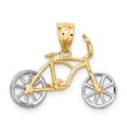 thumbnail image 3 of 14k Yellow and White Gold Polished Moveable Bicycle Pendant Necklace 15x22mm Wide Pendant for Women, 3 of 4