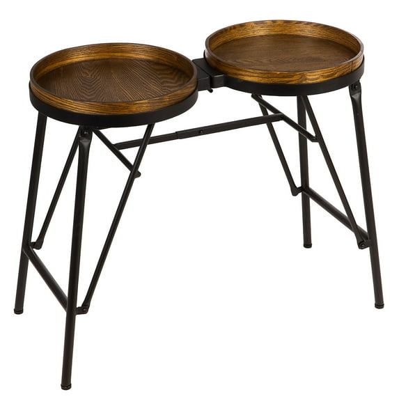 Evergreen Foldable Wood and Metal Side Table
