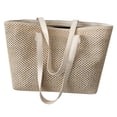 thumbnail image 1 of CHUANK Knitted Bag Handmade Straw Bag Bucket Bag Shoulder Bag (Dark Beige), 1 of 7
