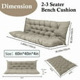 thumbnail image 3 of SDJPOI Porch Swing Replacement Cushion, 4" Thick Waterproof 2-3 Seater Bench Cushion with Backrest, Outdoor Swing Cushions for Outdoor Furniture（Khaki,60*40in）, 3 of 6