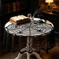 thumbnail image 4 of Halloween Table Cloth, Black Spider Web Lace Tablecloth for Round Tables, Gothic Halloween Decor for Masquerade, Scary Movie Nights, Dinner Party Table Decorations, A, 4 of 6
