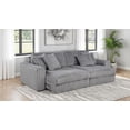 thumbnail image 2 of Jacana Corduroy Upholstered Dual Power Chaise Sofa Grey, 2 of 15