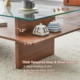 thumbnail image 3 of LKTART 47" Rectangle 2-Tier Glass Coffee Table, Modern Tempered Glass Top with Walnut Wood Base Accent Center Table for Living Room Apartment Study, 3 of 7