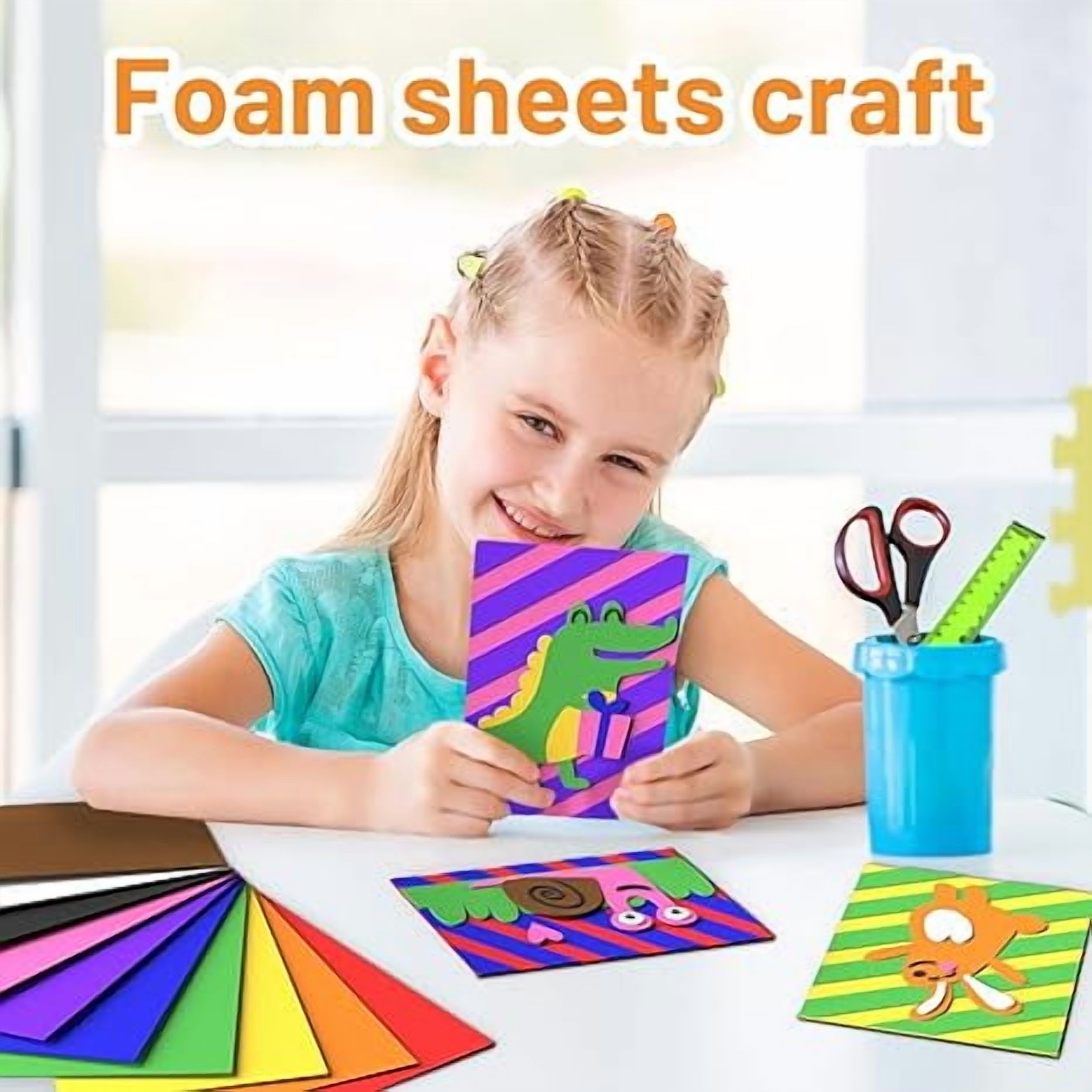 10PC Foam Sheets Crafts, 8.5x5.5 Inch 10 Colors Halloween Foam Paper for Crafts Project Scrapbooking DIY Cosplay, Birthday Party (10 Sheets)